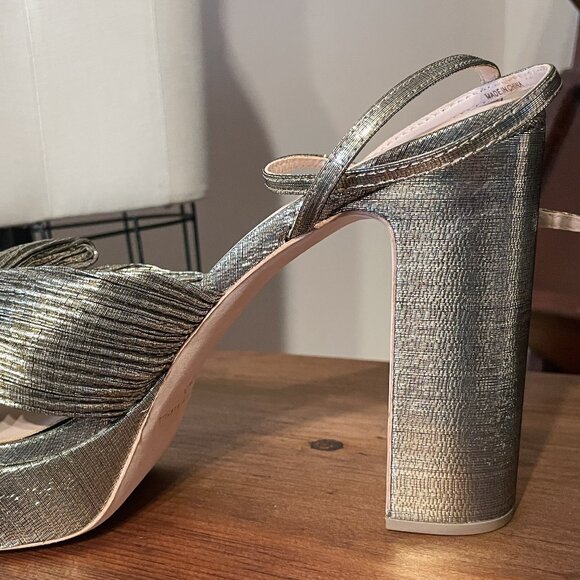 NIB NWT Loeffler Randall Natalia Platform Heels in Gold 12 - Picture 8 of 12